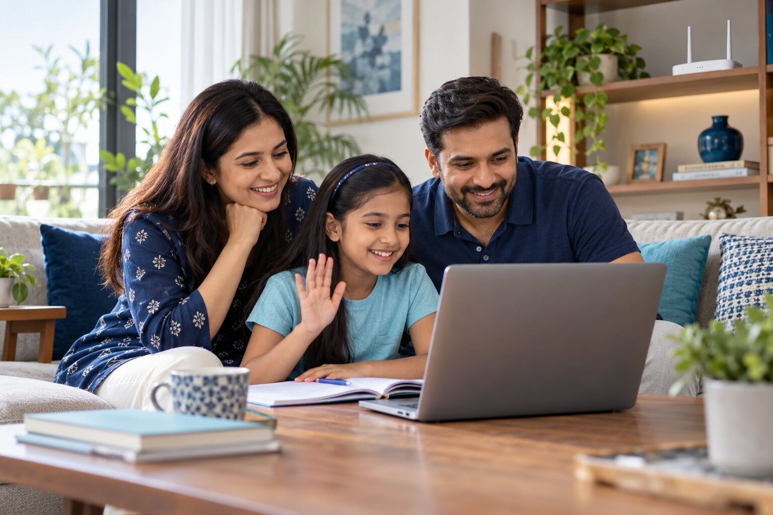Illustrative image of a family using Wi-Fi at home